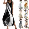 Women's 2024 Summer Casual Loose Sundress Long Dress Floral Print Sleeveless V Neck Split Tshirt Maxi Dresses