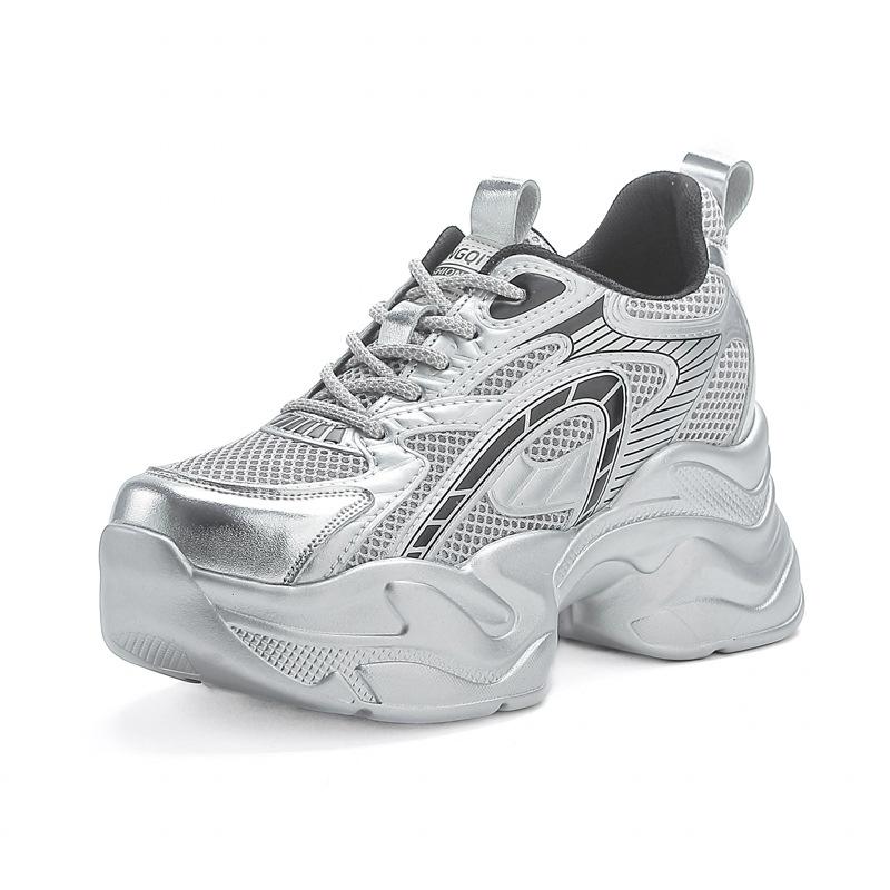 Модные 8-сантиметровые дышащие сетчатые кроссовки женские роскошные весенние приливные вулканизированные спортивные папины туфли для женщин обувь на высокой платформе клинья женская