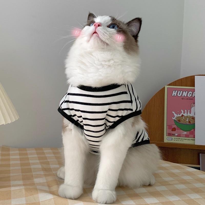 Одежда для собак Летняя полосатая безрукавка Одежда для домашних животных Футболка Одежда для маленьких собак Хлопковый костюм для щенка котенка чихуахуа S-XL
