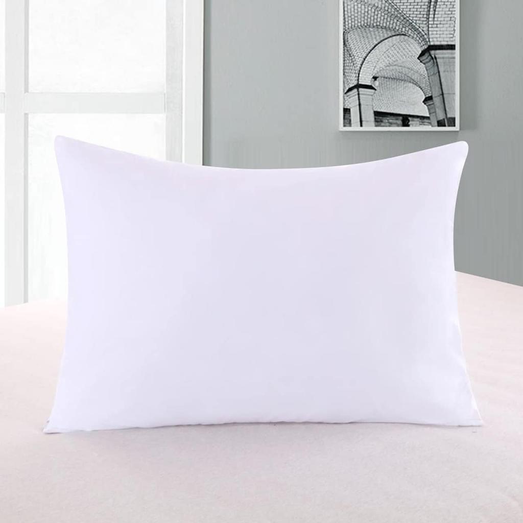 2 Pillow Protectors, Zippered Hypoallergenic Down Proof Pillow Covers, 600 Thread-Count - 100 % Cotton Pillows Protector, White, Standard / Queen
