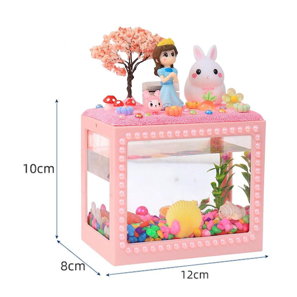 DIY Aquarium for Kids Handmade Toy Small Fish Tank Desktop Decoration Micro Blocks Ornament Christmas & Birthday Gift