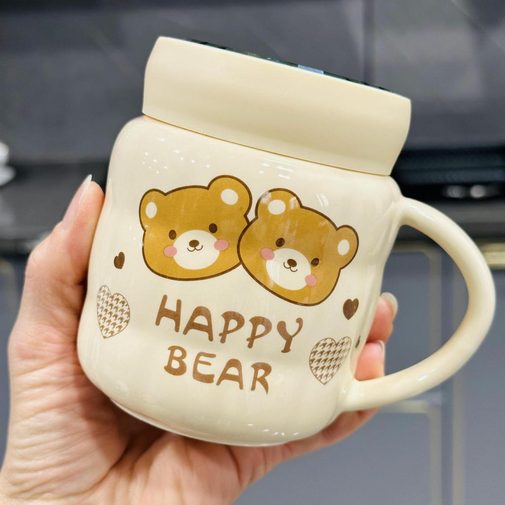 New Product Pearlescent Glazed Ceramic Cup with Lid Flower Mug High Value Household Set Water Cup Office Girls Cup