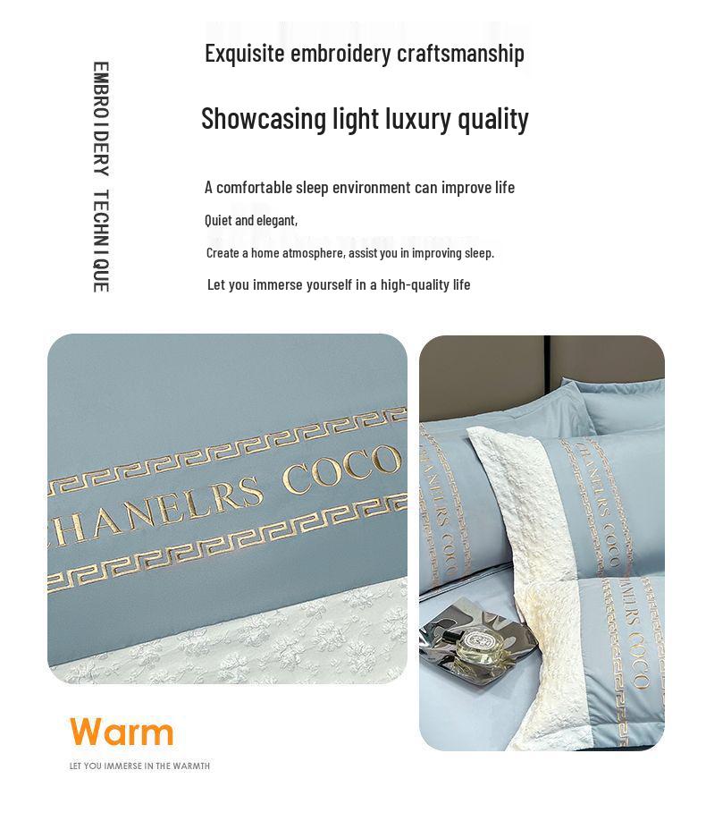 G5Z Роскошный комплект постельного белья из стираного хлопка с тисненым жаккардом - Пододеяльник, Простыня, Натяжная простыня (4 шт)