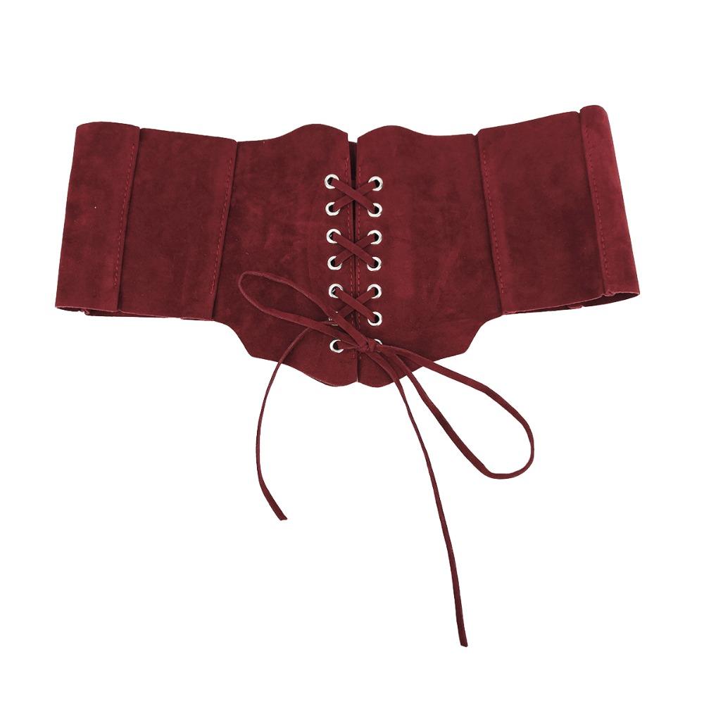 PU Leather Brown Cummerbunds Adjustable Suede Wide Belt Fashion Pu Leather Corset  Ladies