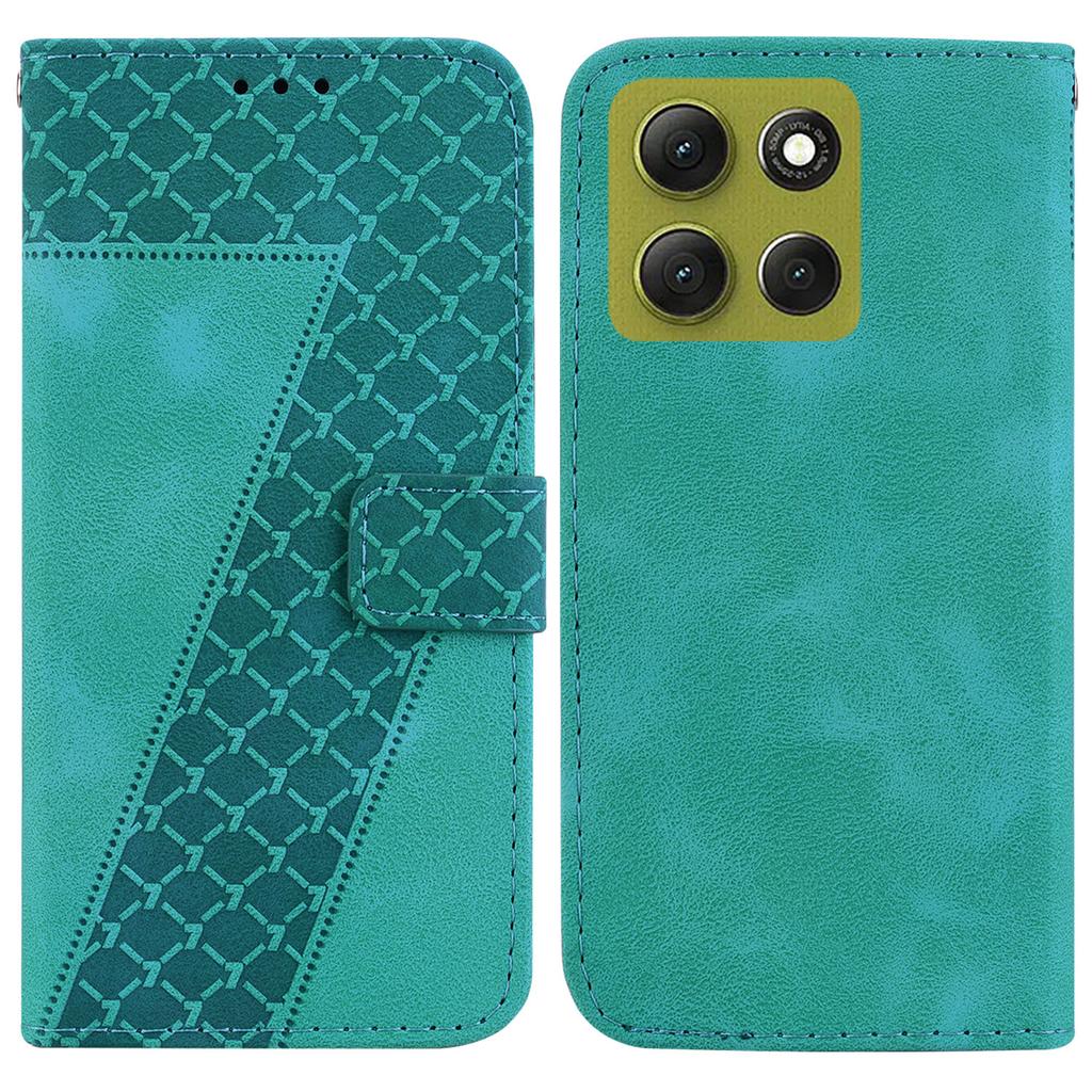 For Motorola Moto G86 5G Stand Case 7-Shaped Pattern Imprint Leather Phone Cover with Strap