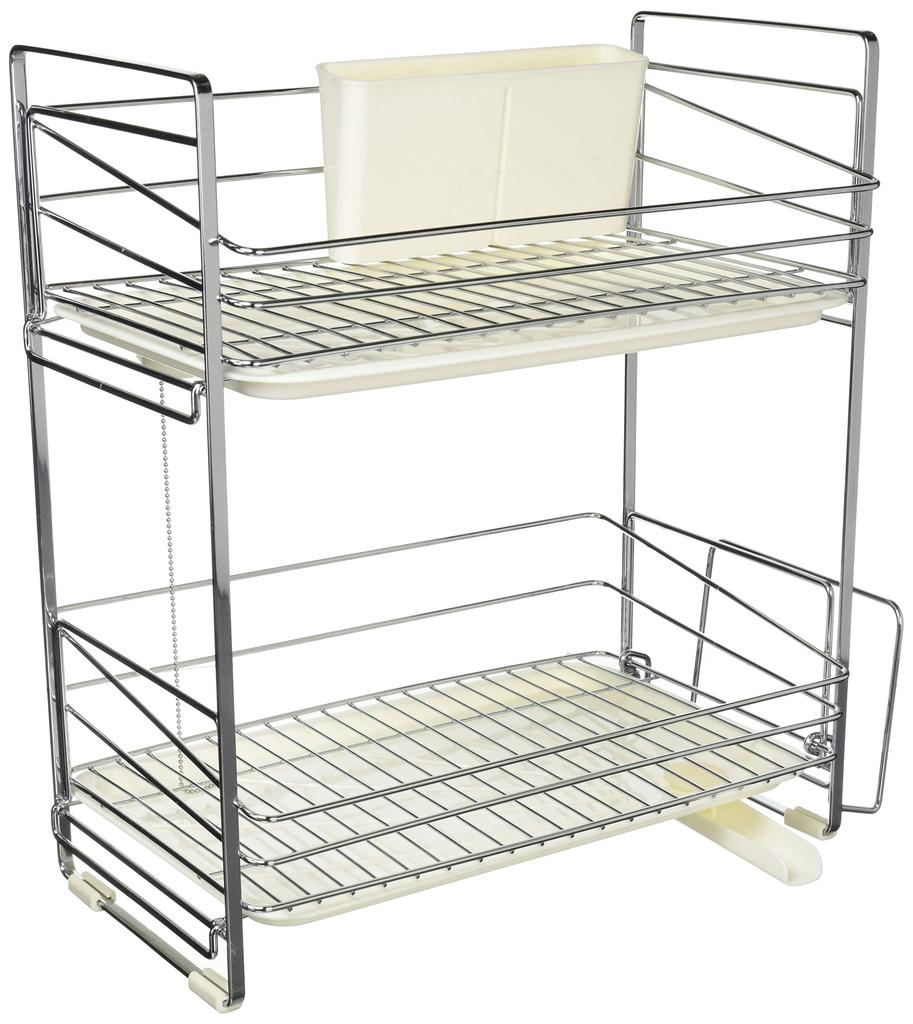 Pearl Metal Простая подставка для сушки посуды, 2 яруса, белая, HB-308