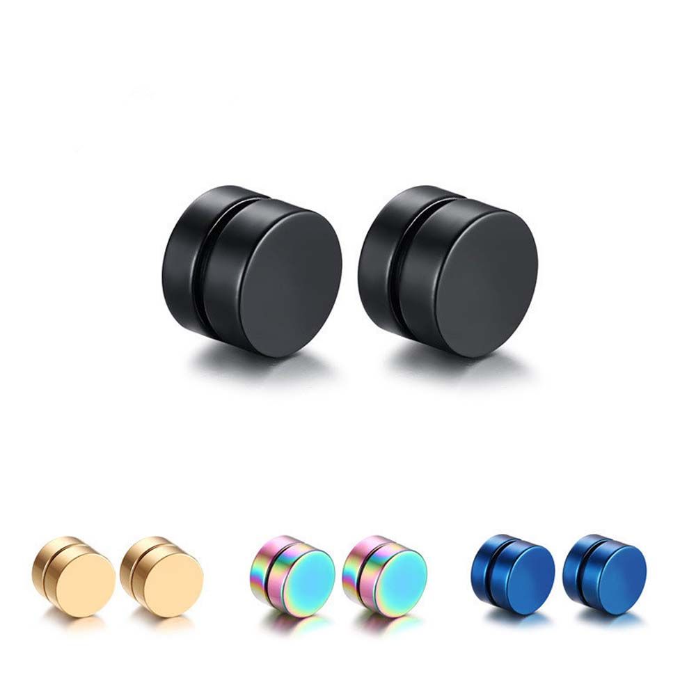 Fashion Punk Round Shape Black 1 PC Magnetic Earrings Jewelry Clip on Clip Earrings