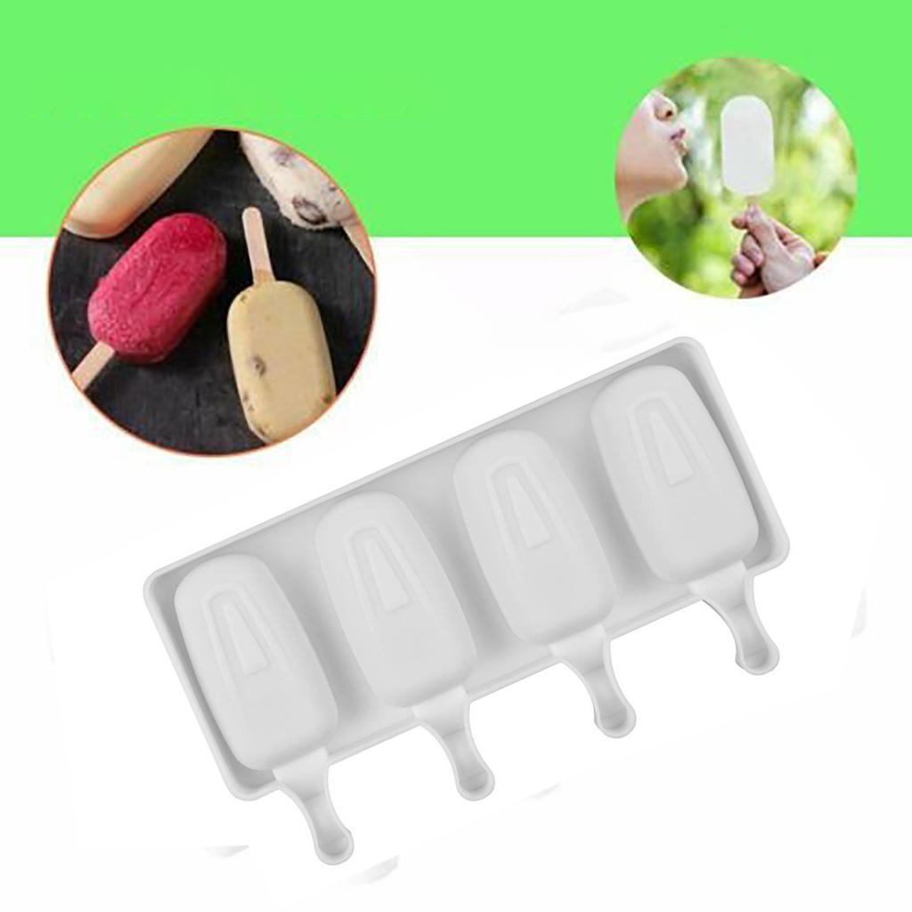 Silicone Ice Juice Popsicle Maker 4 Cell Mould Lolly Mould Tray Pan Kitchen Tools Non Stick Ice Freezer For Kids Baby Children