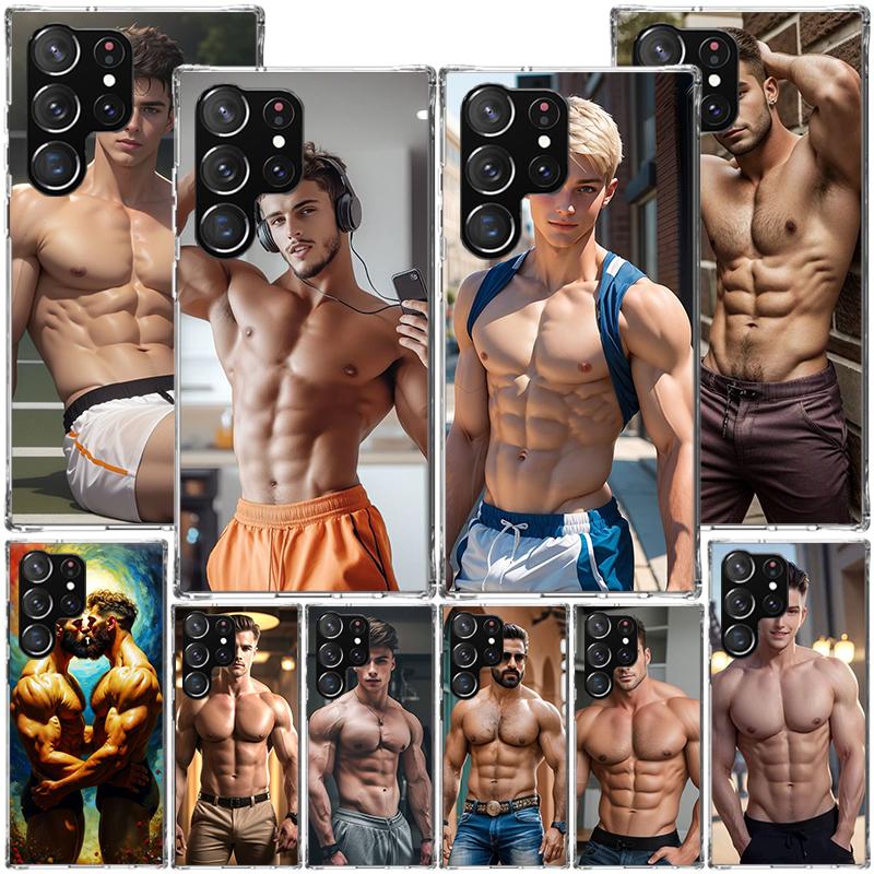 Sexy Muscle Man Gay Fitness Phnoe Case for Samsung Galaxy S26 S25 Edge S23 S24 Ultra S22 Plus S21 S20 FE Unique Cover Soft Coque