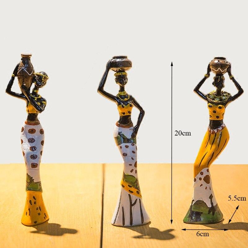 3Pcs/Set Resin African Girls Crafts Living Room Figurines Home Decoration Office Desktop Africa Women Ornaments