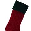 1Pc Plaid Pattern Red Green Christmas Stocking Flannel Fine Texture Stocking Gift Bag Home Decor