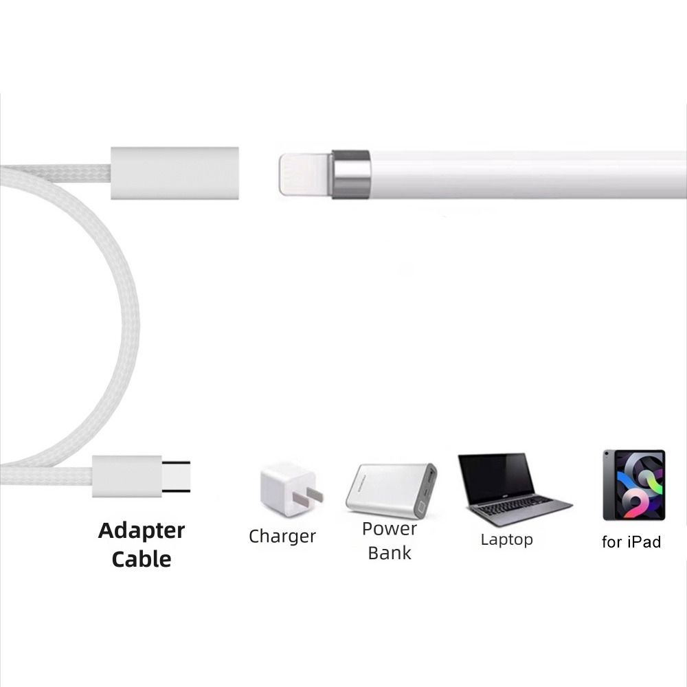 50/100cm Pencil Charger Adapter Plug and Play Nylon Bluetooth Pairing Cable for Apple Pencil 1st Generation for iPad 10/11th Gen