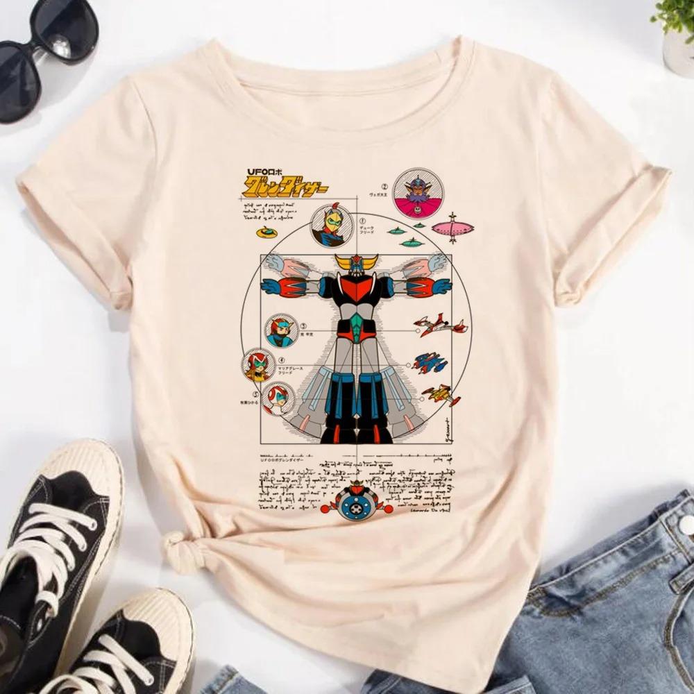 Футболка с ретро-меха-аниме UFO Robot Grendizer, Унисекс, Уличная одежда Super Robot, 100% Хлопок, Повседневная футболка с коротким рукавом