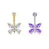 Sweet Light Luxury Butterfly Belly Button Ring For Women Girls Sexy Butterfly Belly Ring Body Piercing Jewelry Gifts