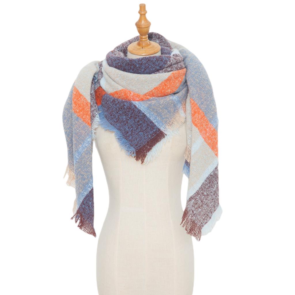 Осенне-зимняя шаль, женский толстый большой квадратный шарф в клетку