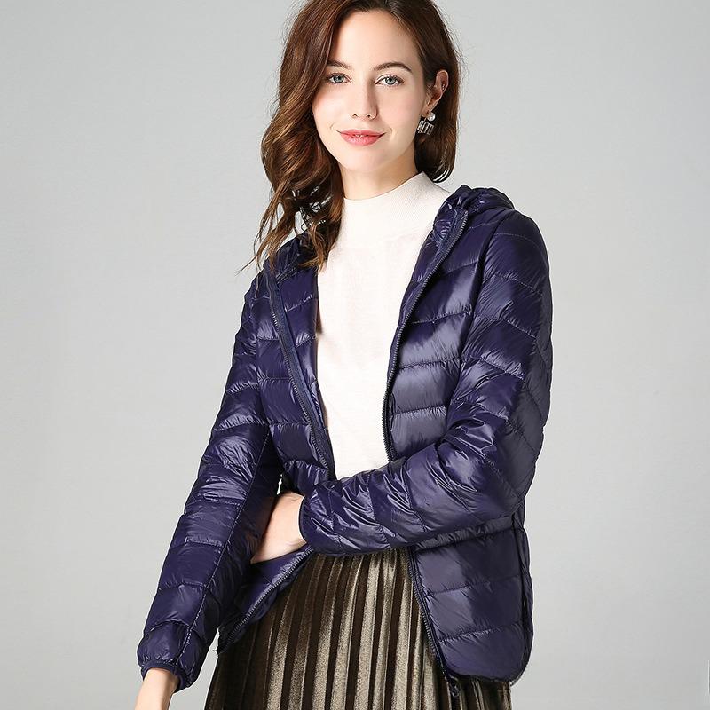 Женская осенняя куртка на белом утином пуху, ветрозащитное пальто с капюшоном, теплая повседневная зимняя M-5XL