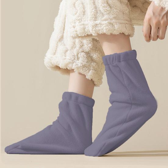 1 пара спальных носков, однотонные двухсторонние флисовые женские носки, высокоэластичные, дышащие, теплые носки-подкладки