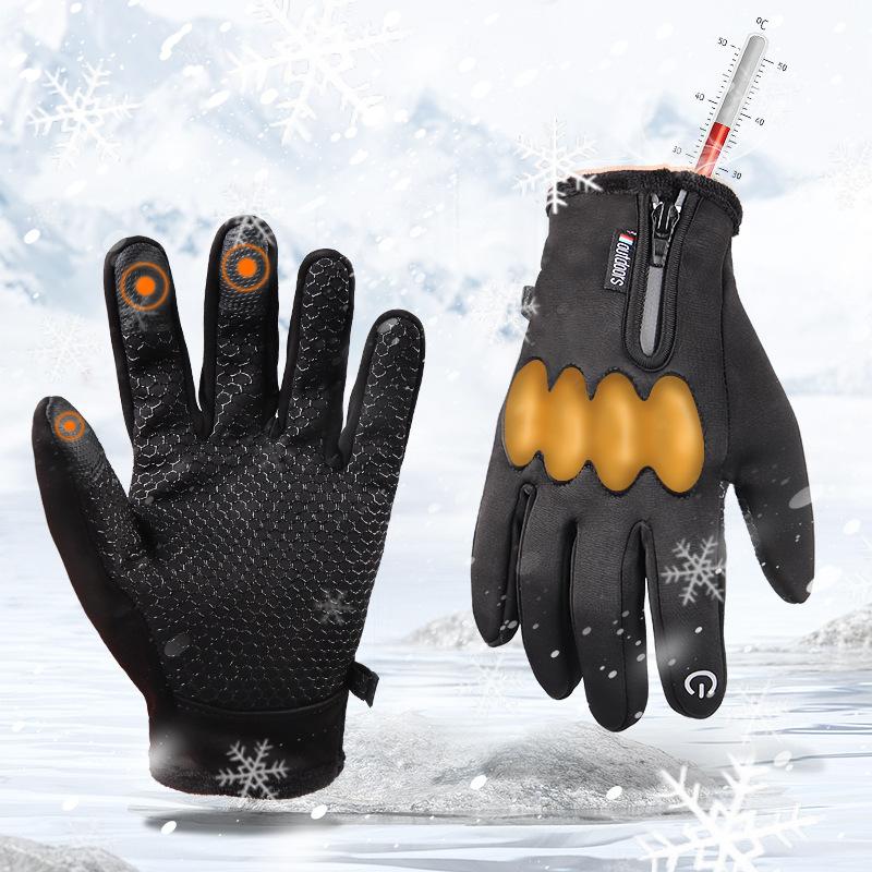 Waterproof Touch Screen for Women Motorcycle Driving Cold Proof Plus Velvet Thickened Warm Windproof Gloves Riding