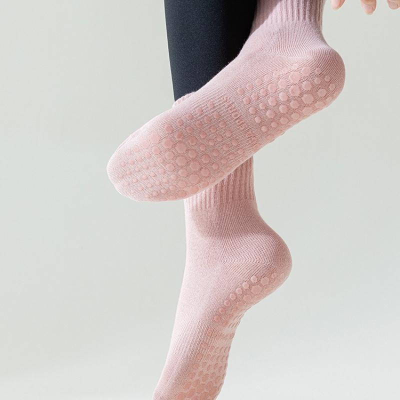 Autumn and Winter Simple Pure Color Mid Calf Socks Silicone Non-slip Fitness Indoor Dance Sock