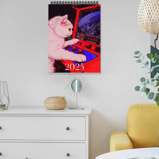 Кошачий настенный календарь 2025 года, ежемесячный планировщик на тему кошек, домашний офис, органайзер для любителей кошек