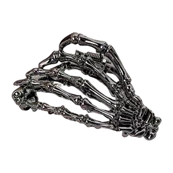 Хэллоуин Заколка для волос Черная Паутина Скелет Рука Форма Летучей мыши Зажим для волос Нескользящие зубцы Затылок Акула Зажим для волос Аксессуар для укладки