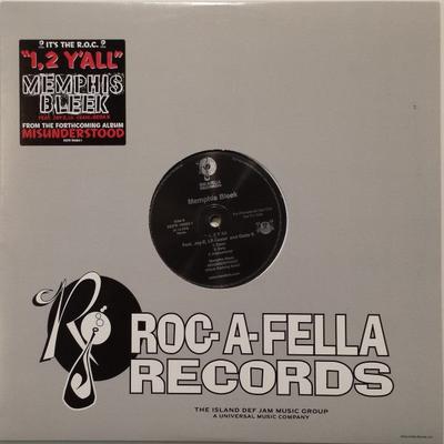 12-дюймовая пластинка MEMPHIS BLEEK - 1, 2 Y'all / R.O.C. DEFR156831 Roc-A-Fella Rec 2002 US Рэп и Хип-Хоп/R&B Б/У
