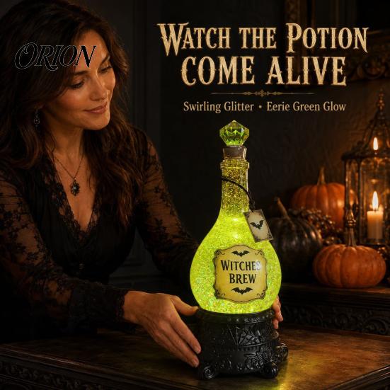 Атмосферная светодиодная лампа из смолы, Хэллоуин, Колдовское зелье, Светящаяся бутылочка с блестками, Светящаяся волшебная ручная работа, Декор для стола, Декор-банка, Ведьма на столе