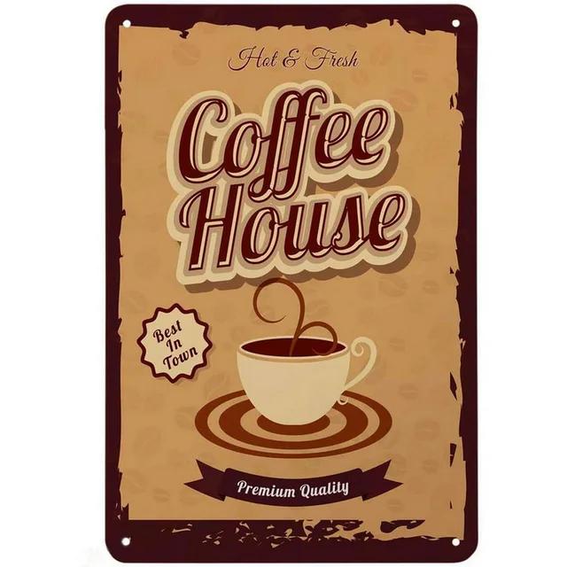 Винтажная металлическая жестяная табличка Drink Coffee Настенная декоративная табличка для мужской пещеры Домашнего кафе Сада Клуба Бара Ретро Железный художественный постер
