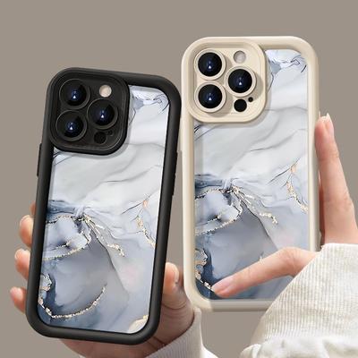 Модный мягкий противоударный чехол с мраморным принтом для iPhone 16 Pro Max 15 Pro 14 Plus 13 12 11 XR XS 8 7, матовая задняя крышка из ТПУ с защитой линз