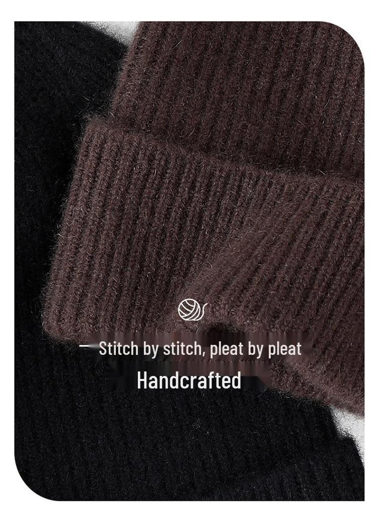 Women's 100% Pure Cashmere Hat - Stylish Solid Color Ear Protection for Autumn/Winter