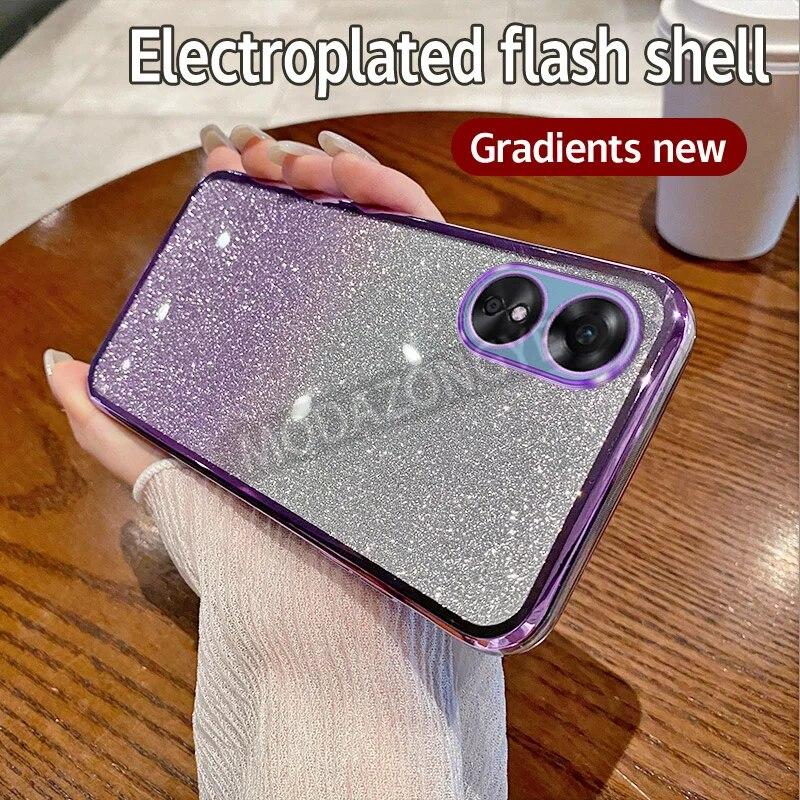 For OPPO A58 4G Case Electroplating Soft Glitter TPU Cell Phone Back Cover OPPO A58 4G CPH2577 Phone Casing For Girl Woman