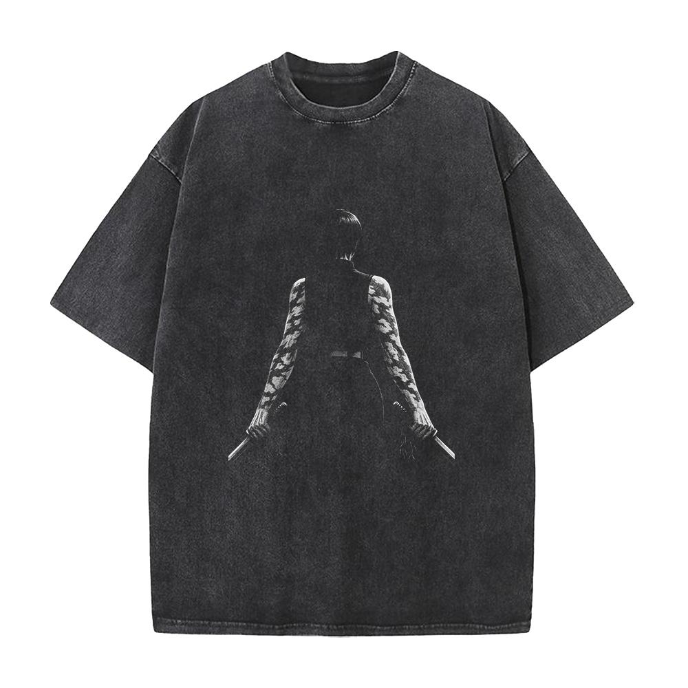 Zenin Maki Jujutsu Kaisen T Shirt Harajuku Anime Washed Oversized Tshirt Summer Short Sleeve Cotton Tees Tops Men Clothing