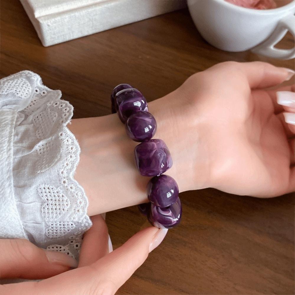 Round Women Bracelet Square Acrylic Hand Jewelry Cute Beaded Bracelet Lovers