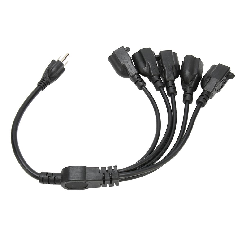 3 Prong 1 To 5 Outlet Power Cord Heavy Duty 16AWG 18AWG 5 Way Power Cord Splitter for Computer LED