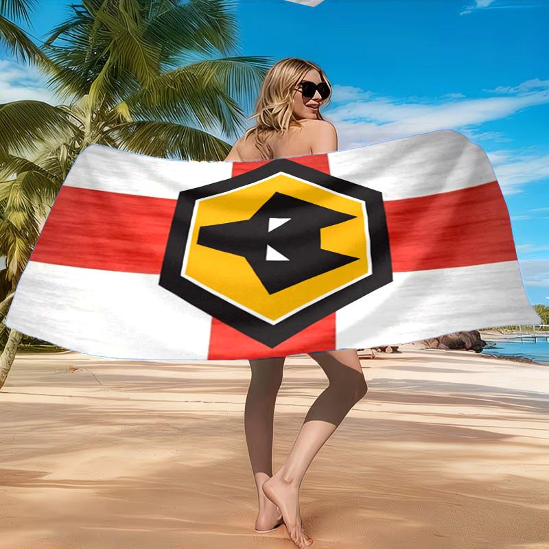 Wolves Team Emblem Printed Microfiber Beach Towel, Soft And Absorbent, Quick-Dry, Ideal for Summer Travel, Beach Essential, Swimming Pool