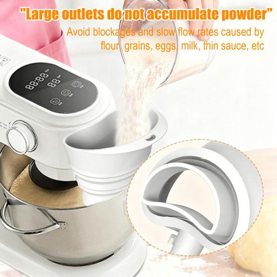 Силиконовая мучная воронка для миксера KitchenAid 5-Qt, гибкая, складная, для наливания без брызг, с носиком, расположенным под углом 30 градусов, профессиональный инструмент для выпечки