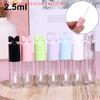 Cute Creative Bow Shape Lip Gloss Tubes Clear Empty DIY Cylindrical Lip Balm Tubes 2.5ml With Wand Refillable Lipstick Bottle