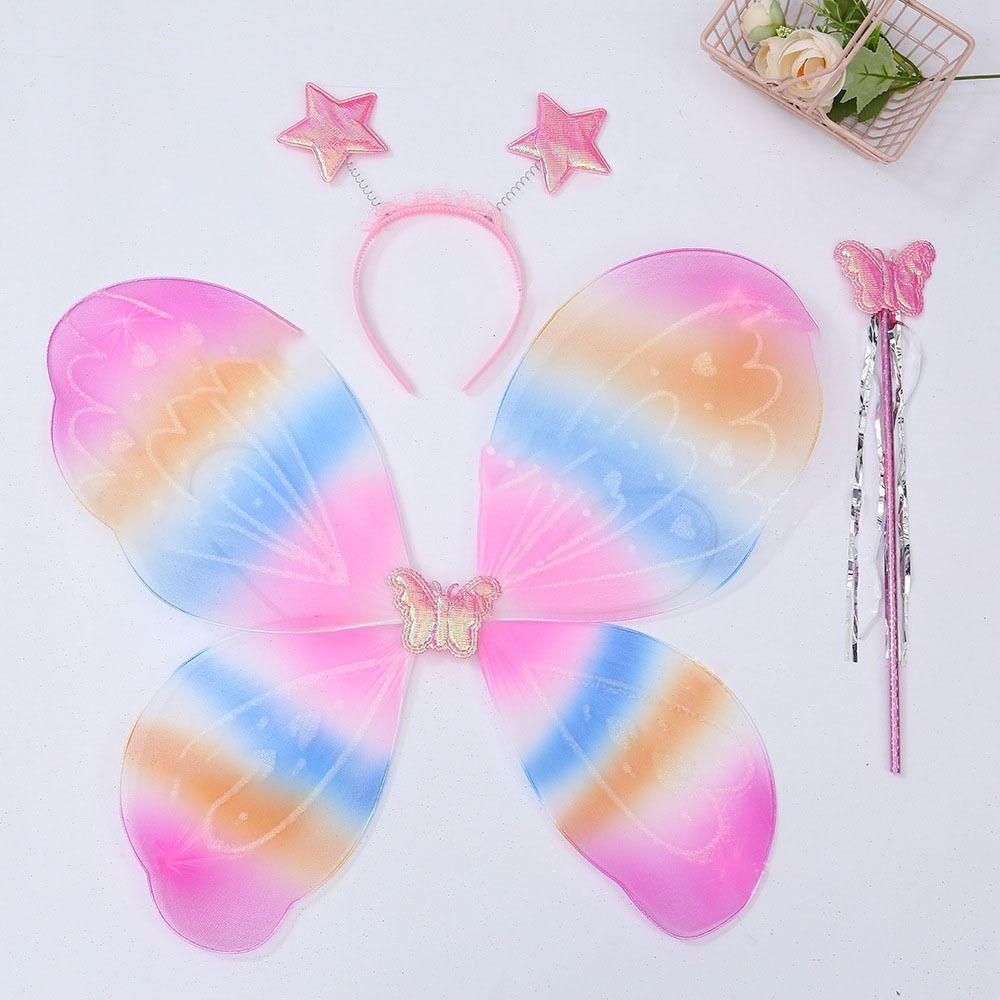 3 шт./компл. Костюм принцессы, нарядные крылья, нарядные крылья бабочки, феи, наборы крыльев феи для девочек и детей