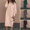 Женское платье-толстовка с капюшоном и длинными рукавами, передний карман и боковой разрез, завязка на подол, сплошной цвет, толстовка, платье миди, уличная одежда