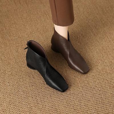 Новые Нескользящие, На толстом каблуке, На мягкой подошве Короткие ботинки для женщин, Универсальные Одинарные туфли