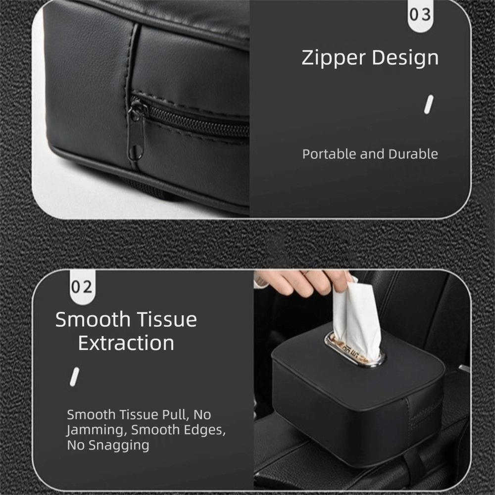 Minimalist Car Tissue Box Leather Tissue Storage Box Durable Sun Visor Tissue Box Car Interior