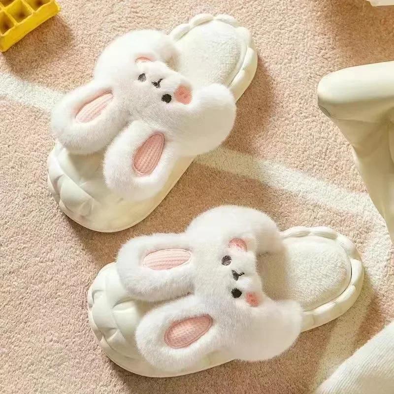 Новые милые тапочки с мультяшным кроликом, женские, забавные, водонепроницаемые, удобные, легкие, домашние, мягкие, домашние, шлепанцы на толстой подошве 20024