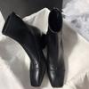 Fashion Ankle Boots for Women Square Toe Fashion Dress Heeled Shoes Winter Designer Woman Goth Boots 2025 New Chelsea Botas Para Mujer