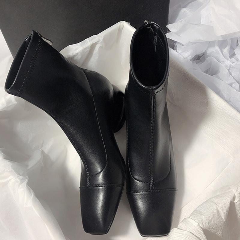 Fashion Ankle Boots for Women Square Toe Fashion Dress Heeled Shoes Winter Designer Woman Goth Boots 2025 New Chelsea Botas Para Mujer