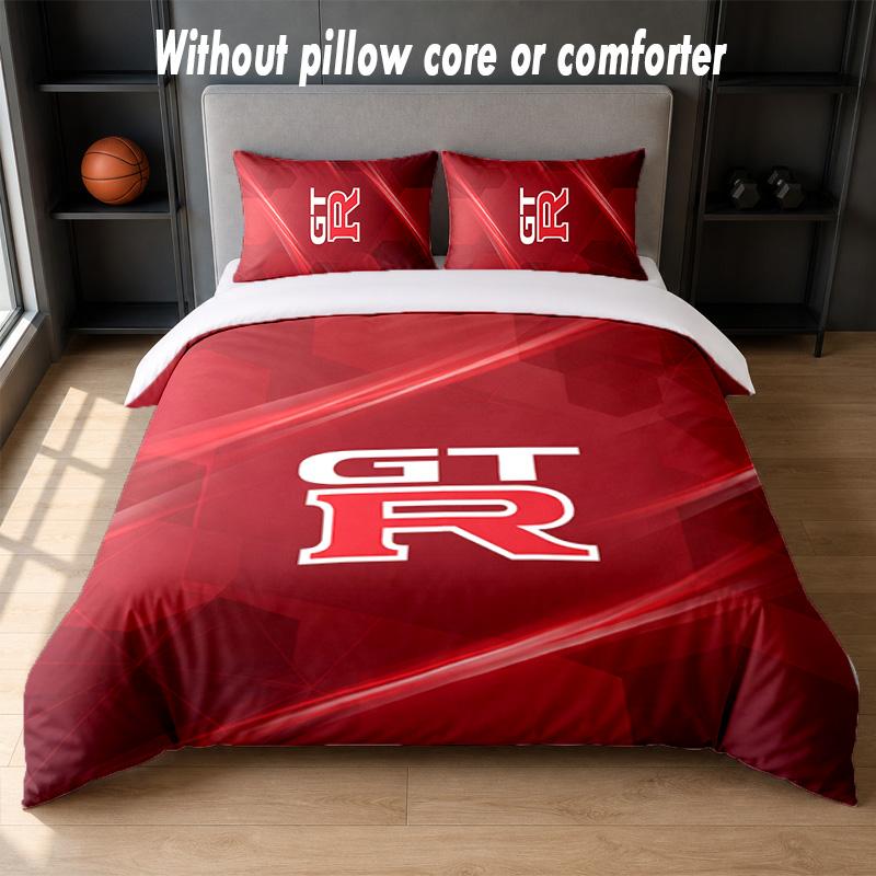 Nissan GT-R Design Bed Bedding Set 1 Duvet Cover + 2 Pillowcases Soft Breathable Household Bed Linens