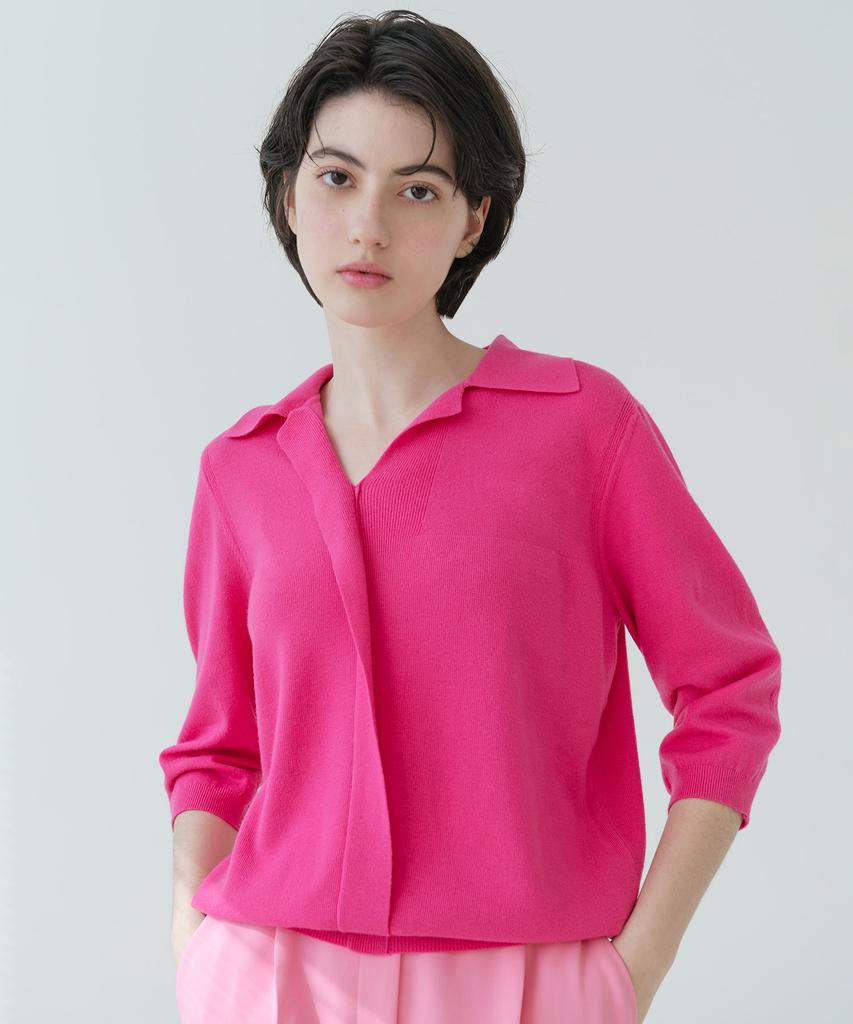 Baseukala V Отложной воротник Капри Вязаный трикотаж (5Colors)