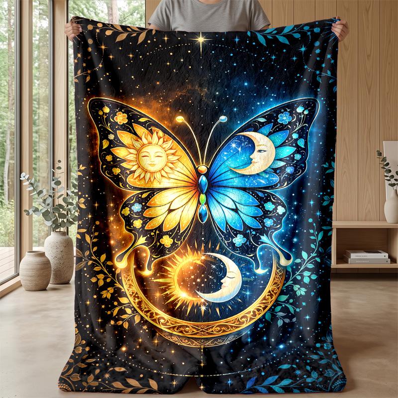 Steampunk Butterfly with Alchemy Theme blanket Lightweight Warm Flannel Blanket Decorative Throw Blanket for Home Decoration