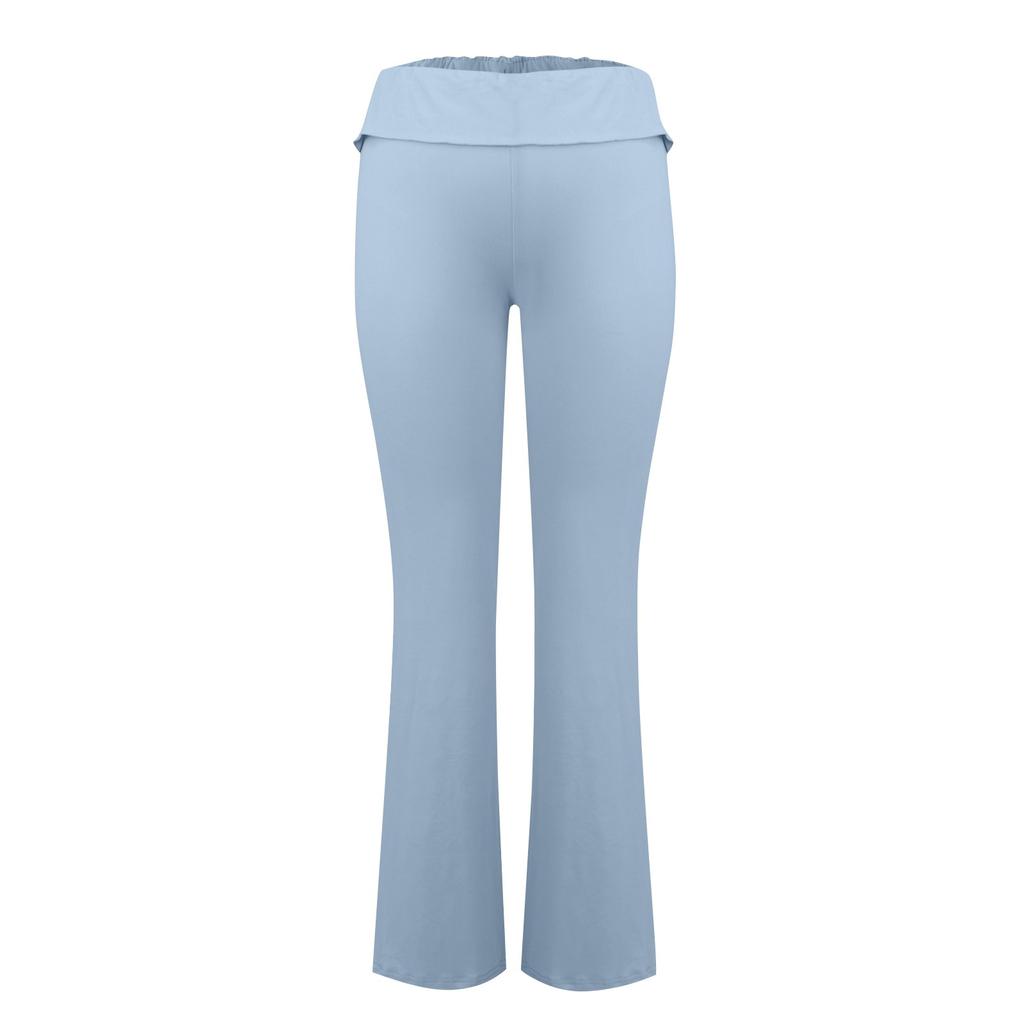 Женские модные однотонные облегающие брюки-клеш с низкой талией и эластичной резинкой на талии