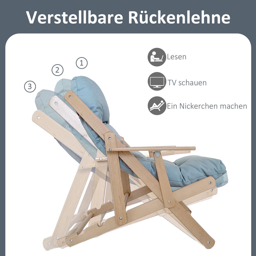 Accent Chair, Recliner, Adjustable Backrest, Beech Wood Frame, up to 120 kg, Light Grey