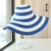New Women's Beach Straw Hats Girls Outdoor Striped Patchwork Straw Sun Hats Visor New Summer Adult Flap Large Brim Cap Gorras